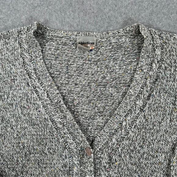 Vintage Objectives Knit Cardigan Sweater Women's X-Large Gray Granny V-Neck - Picture 4 of 7